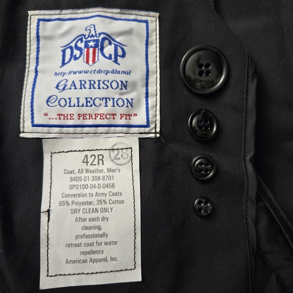 Vtg DSCP All Weather Trench Coat Mens 42R Black Zip Out Lining Water Resistant - Picture 4 of 6